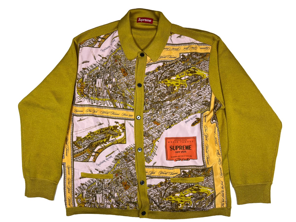Supreme Silk Map Cardigan Size XL Mustard FW23 Week 1 New Supreme Silk Map Cardigan Size XL Mustard FW23 Week 1 New