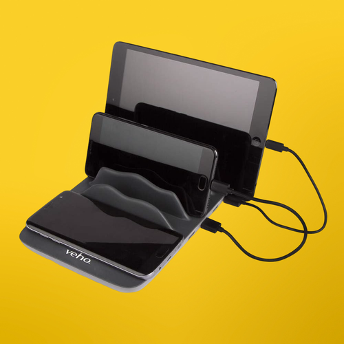 Veho TA-7 Desktop 4-portowy koncentrator ładowania USB z wbudowaną bezprzewodową matą ładującą Qi - Zdjęcie 5 z 15