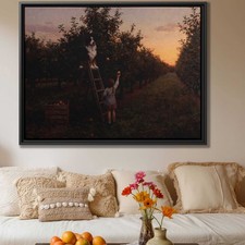 Dog Bernese Mountain Oil Painting Canvas Print Sunset Landscape Rustic Decor