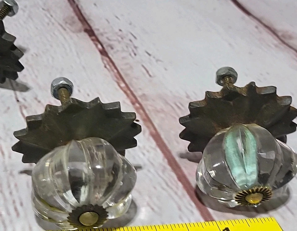 7 tiradores de puerta de latón o metal de colección con perilla de vidrio y Foto 2 de 4