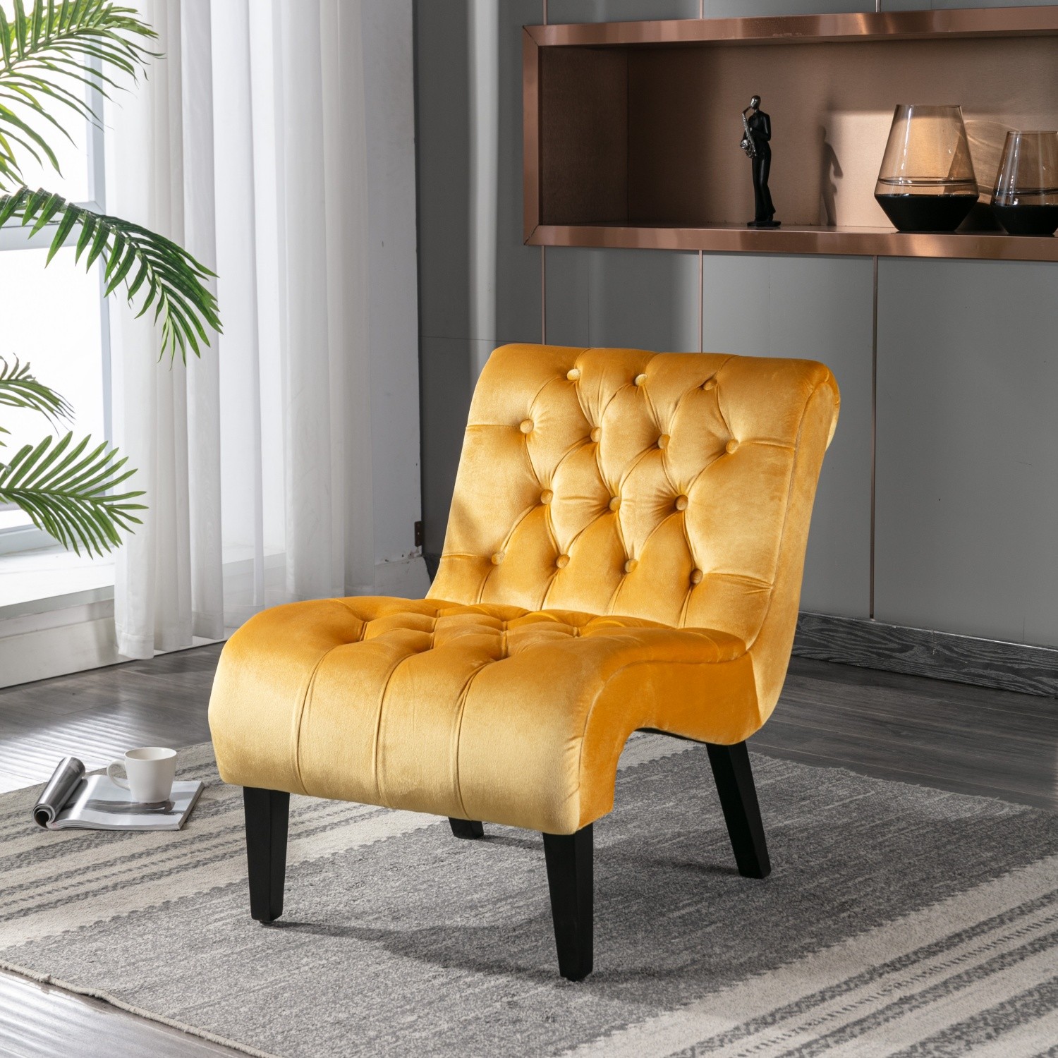 Lounge Chair W/ Solid Wood Legs For Apartment