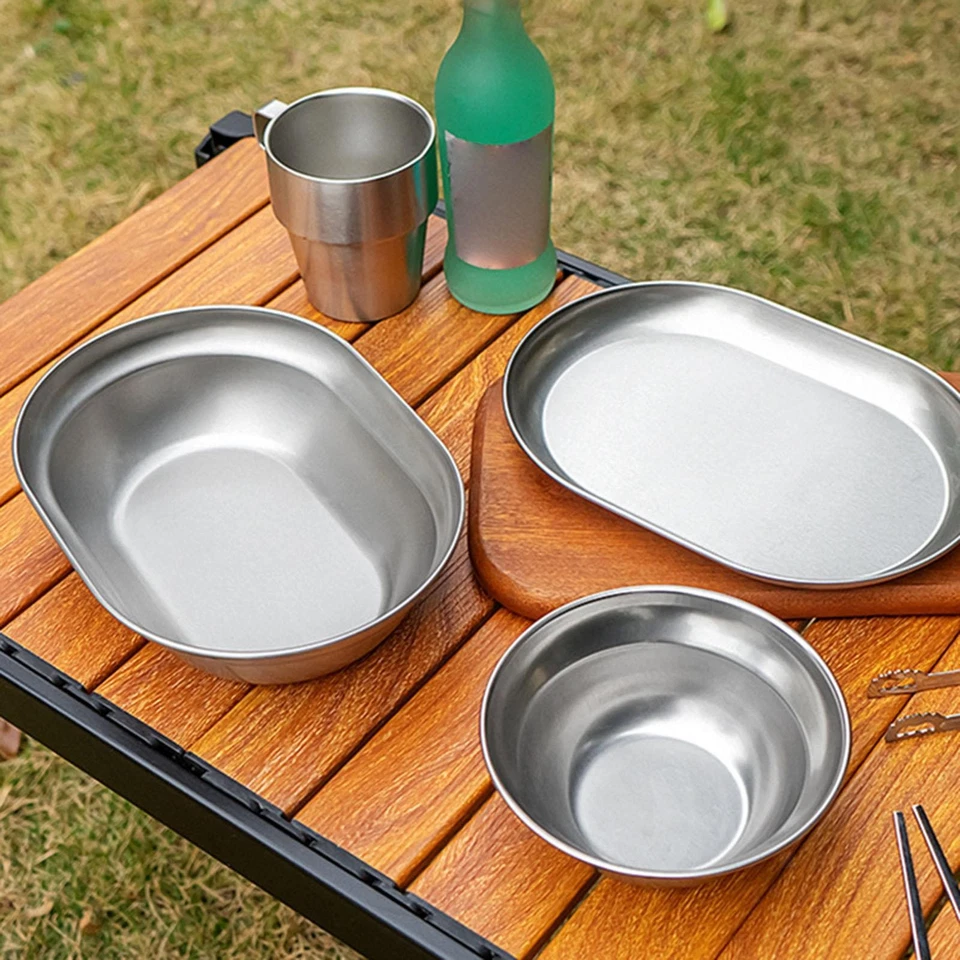 Stainless Steel Plates And Bowls, Camping Set, Camping Utensil Set, Camping - Image 2 of 4