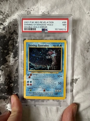 Pokémon TCG Shining Gyarados Double Holo Neo Revelation 65/64 PSA 7 Swirl