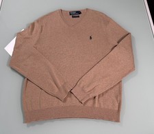 Polo Ralph Lauren V-Neck Sweater Men's M Brown Pullover Lightweight Preppy