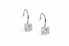 CZ Diamond Look Drop Earrings Silver Tone Round 5mm Bridal Wedding Jewelry