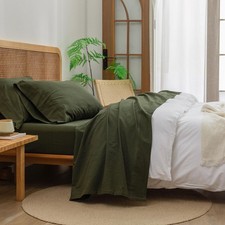 Sheet Set 100 Washed Cotton Linen Feel Super Soft Comfortable Chic Lightweig...