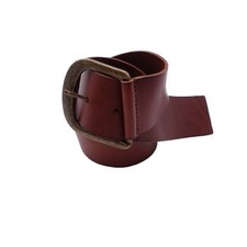 Chico's Cowhide Leather Belt with Brass Buckle Brown Size L Western Slung