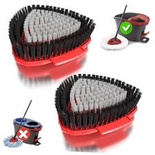 2 Pack Upgraded Spin Mop Replacement Scrub Brush Gray (2 Pcs for Easywring)