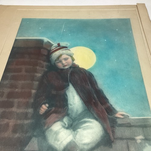 20 ART PAPER ETCHING PHOTO PRINT J Knowles Hare Waiting For Santa Claus Color - Picture 12 of 16