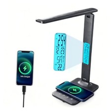 LED Desk Lamp with Wireless Charger  USB Port  Eye-Caring Dimmable Touch