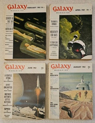 4 1961 Galaxy Science Fiction Magazines Jack Vance, Emsh, Laumer, Sturgeon