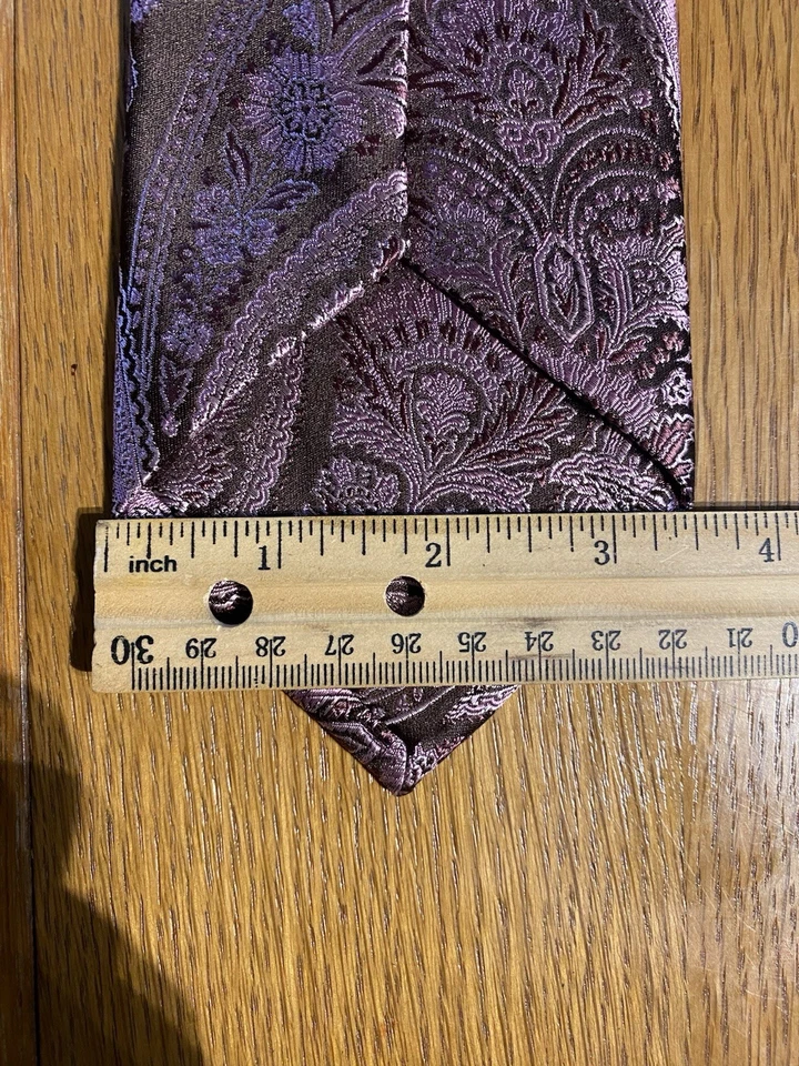 Corbata Ike Behar New York Rosa y Marrón Floral Paisley Tejida 100% Seda Hecha a Mano Foto 4 de 4