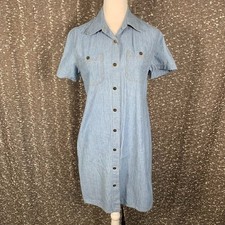 Vintage Liz Claiborne Denim Button Up Shirt Dress Preppy Classic Women's 8