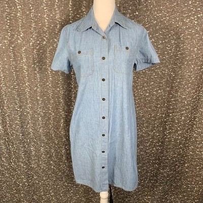 liz claiborne denim dress Vintage Liz Claiborne Denim Button Up Shirt Dress Preppy Classic Women's 8