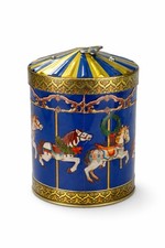 Vintage Carousel Musical Cookie Tin Music Box Horses Continental Bakeries