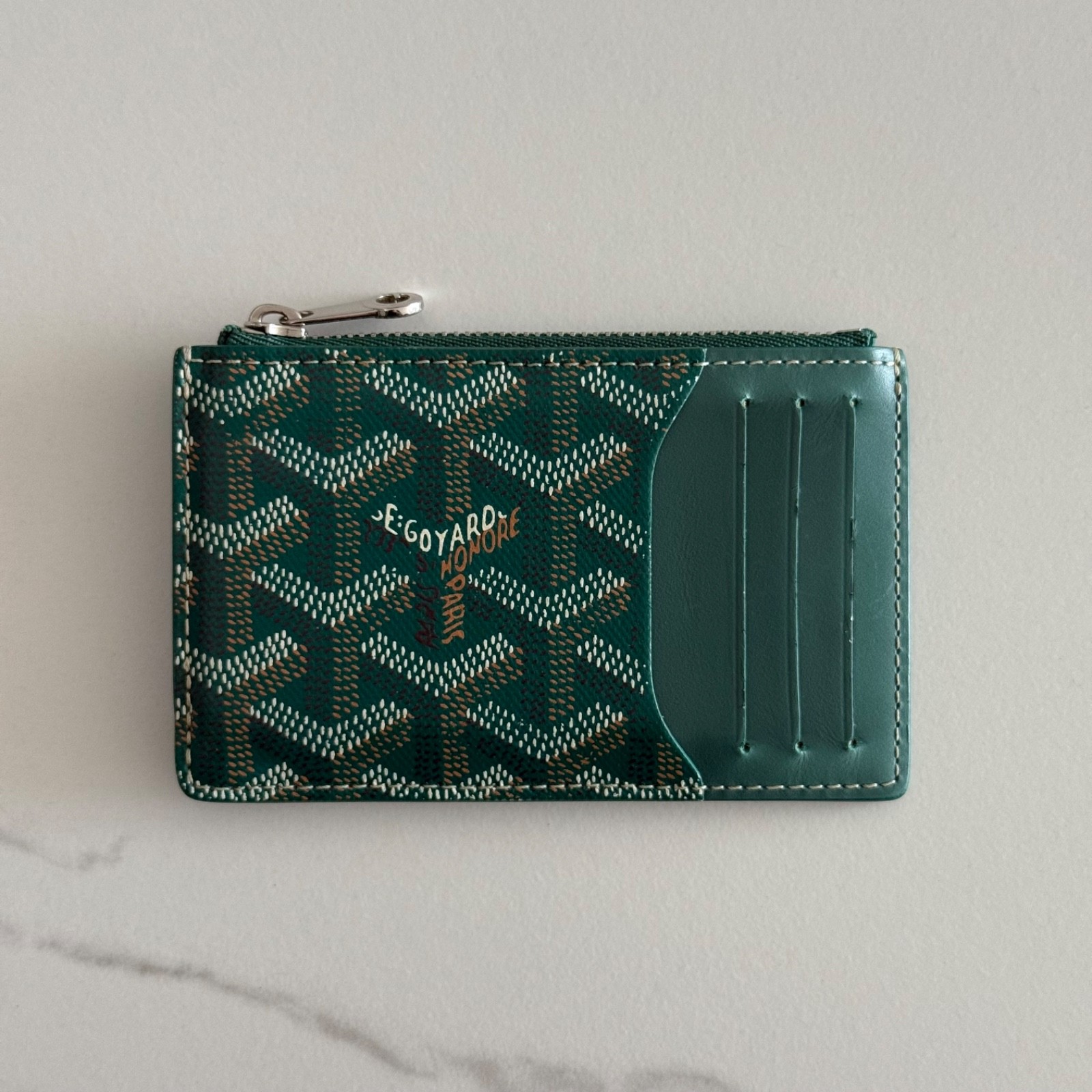 Goyard Bourbon Zipped Card Holder Zip Wallet - Green