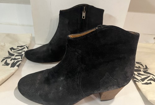 Isabel Marant Calf Leather Dicker Dacken Booties Ankle Black Sz. 38 Gently Worn - Picture 4 of 15