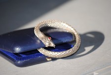 Bracciale Serpente Argento 835 rubini pietre epoca Antico Vintage 50 70 Superbo