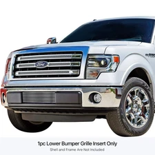 For Ford F-150 09-14 1-Pc Chrome Polished 8x6 mm Horizontal Billet Bumper Grille