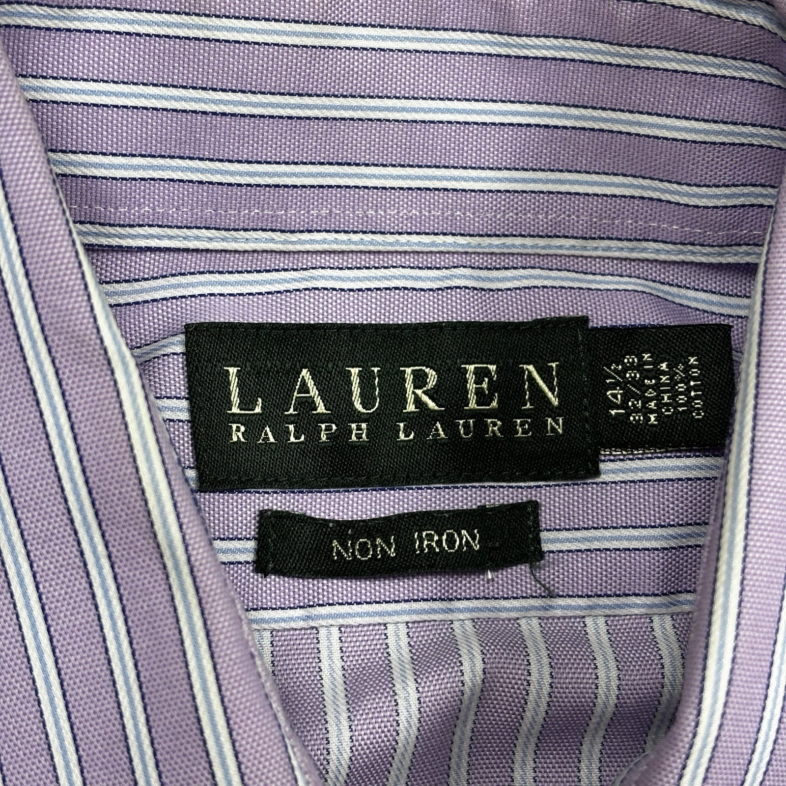 Lauren Ralph Lauren Women Shirt 14.5 32/33 Non Iron Long Sleeve Purple Stripe thumbnail 3