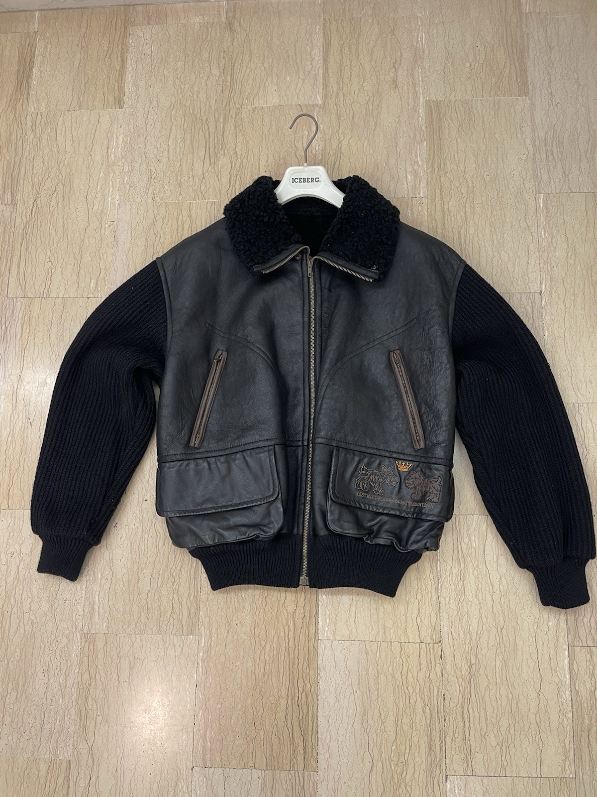 Giubbotto Vintage J.C. De Castelbajac x ICEBERG Pelle e Lana - Tg 48