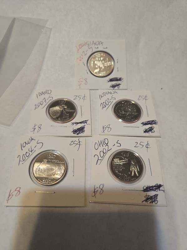 2002s, 2004s 2007s Quarter Proof Coins 5 In Lot