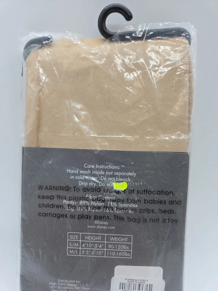 NOVA meia-calça transparente Disney ALICE IN WONDERLAND tamanho P/M Alice Face - Imagem 4 de 4