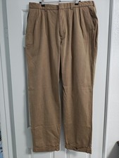 Vintage Men's Polo Ralph Lauren Tan Pants, High Waist Pleated Cuffed, Fits 36x32