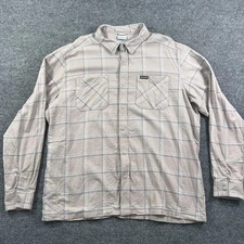 Columbia Shirt Mens XL Gray Flannel Plaid Snap Front Long Sleeve Cotton Outdoor