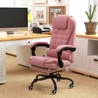 Faux Leather Massage Office Chair with Padded Seat and Adjustable Height Pink