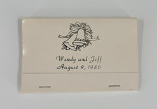 VTG "WENDY & JEFF" 8/9/1986 Wedding Unused Matchbook Made in USA Wedding Bells