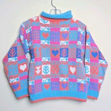 Vintage McKids Hearts Flowers Geometric Sweater 80s Made In USA Toddler Small 4