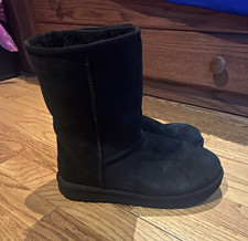 UGG Classic Short Black Suede Sheepskin Lined...