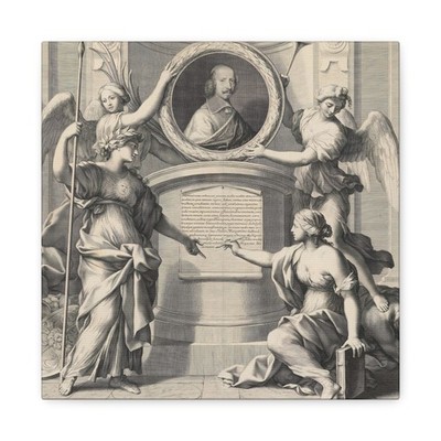 Francois de Poilly - A bust portrait of Cardinal Jules Mazarin - Canvas Wall Art