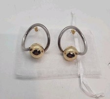 14K Gold  silver Stud Circular Earrings