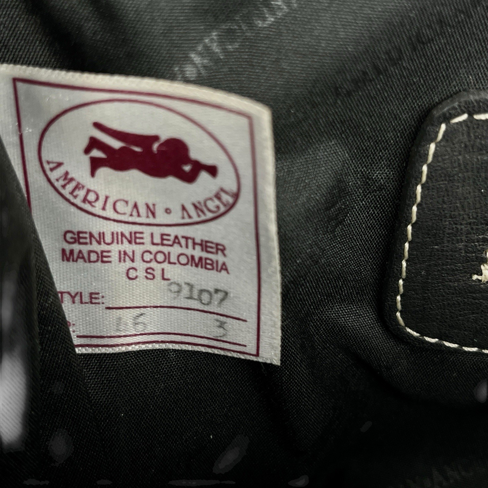 Vintage American Angel Black Leather Shoulder Bag 9107 Purse