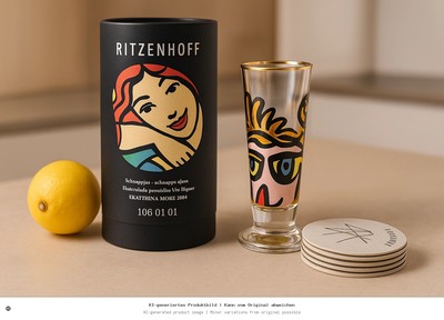 Ritzenhoff Schnapsglas Ekaterina More 2004 Grafisch Mehrfarbig Goldrand Glas
