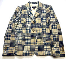 Brooks Brothers Madras Plaid Patchwork Blazer Women's Size 12