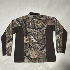 Men  s Mossy Oak Break Up infinity Camo 1/4 Zip Pullover SZ Medium M Scent Block