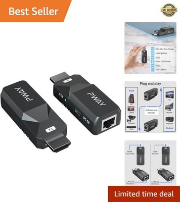 HDMI Extender 165ft Audio Video 1080P Over Cat5 Cat6 Ethernet Cable Transmit ...