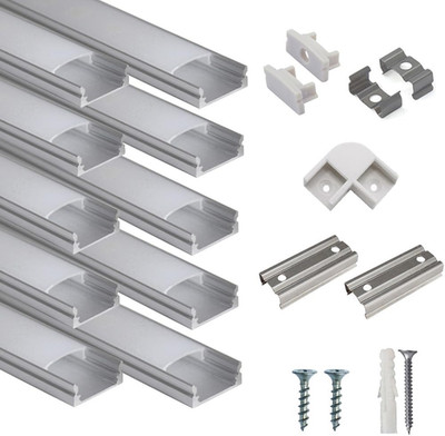 Canal de Aluminio en Forma de U para Tiras LED con Cubierta Blanca 10 Unidades