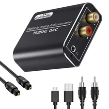 SPDIF to RCA Audio Adapter 192kHz Sampling Rate w/USB Cable & Optical Cable