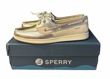 Sperry Coastfish 2-Eye Memory Foam Gold Beige Womens 6 Leather Boat Shoes NIB