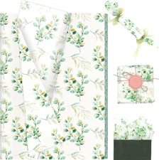 100 Sheet Eucalyptus Tissue Paper, 20X14In Watercolor Eucalyptus Gift Wrapping T