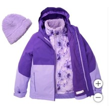 Gerry Girls 3-in-1 Purple Hooded Jacket Removable Fleece Liner Size L 14/16