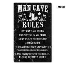 Vintage Metal Sign Aluminum 8x12 Inch Funny Man Cave Rules Retro Plaque