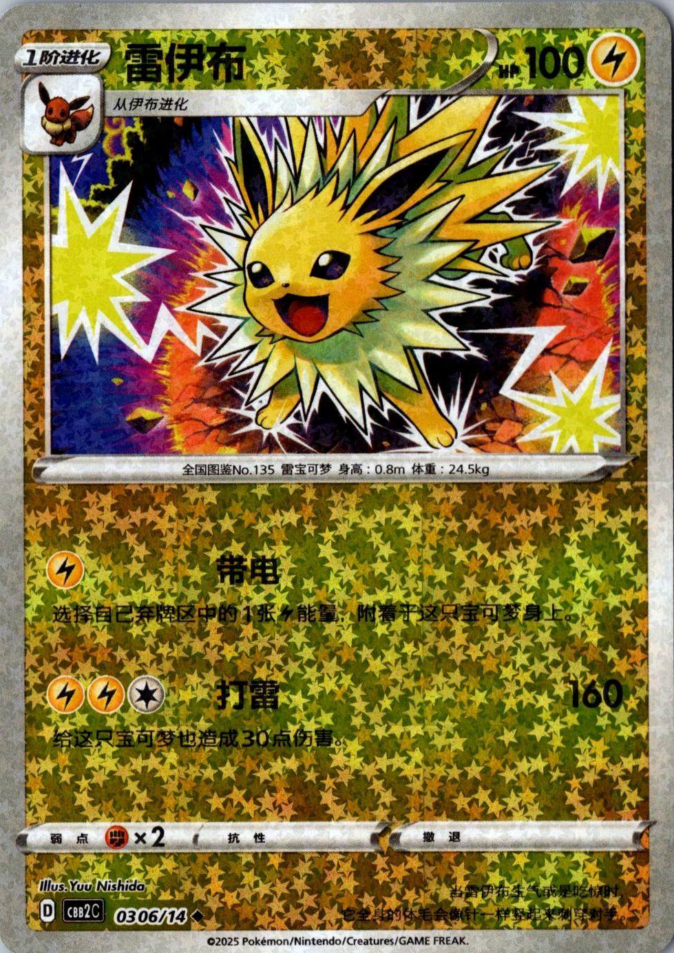 Jolteon 0306/14 Star Sparkle Holo Chinese Gem Pack Vol 2 LP Pokemon Card