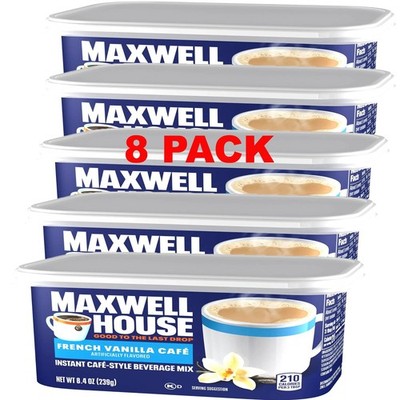 Maxwell House French Vanilla Instant Latte 8.4 oz (8 Pack) Coffee Beverage Mix