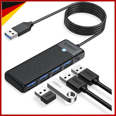 USB Hub 3.0 4 Ports Ultra Slim 180cm Kabel 5 Gbps für PC MacBook PS4