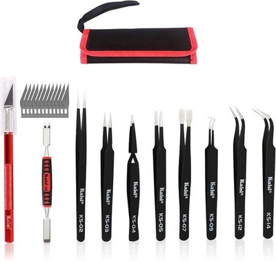 Precis Tweezers Set, Kaisi ESD Tweezer Set, Anti-Static Stainl Steel